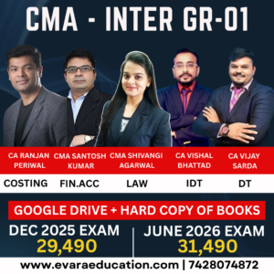 CMA Inter-Combo (New Course)- COST ACC, LAW, FIN ACC & DT & IDT by (CA Ranjan Periwal, CMA Shivangi Agarwal, CMA Santosh Kumar, CA Vijay Sarda & CA Vishal Bhattad)