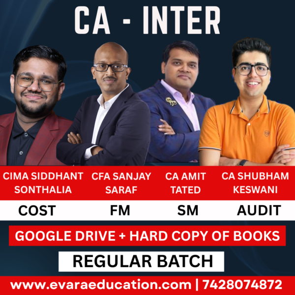 CA Inter-Combo (New Course)- COST+FM-SM+AUDIT (Regular Batch) for Jan/May 2026 Exams by CA SIDDHANT SONTHALIA & CFA SANJAY SARAF & CA AMIT TATED & CA SHUBHAM KESWANI