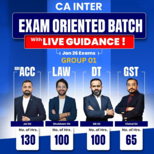 CA Inter – ADV.CC + GST + IT + LAW (Exam-Oriented Batch) for Jan 2026 Exams by CA JAI CHAWLA, CA VISHAL BHATTAD, CA BHANWAR BORANA & CA SHUBHAM SINGHAL